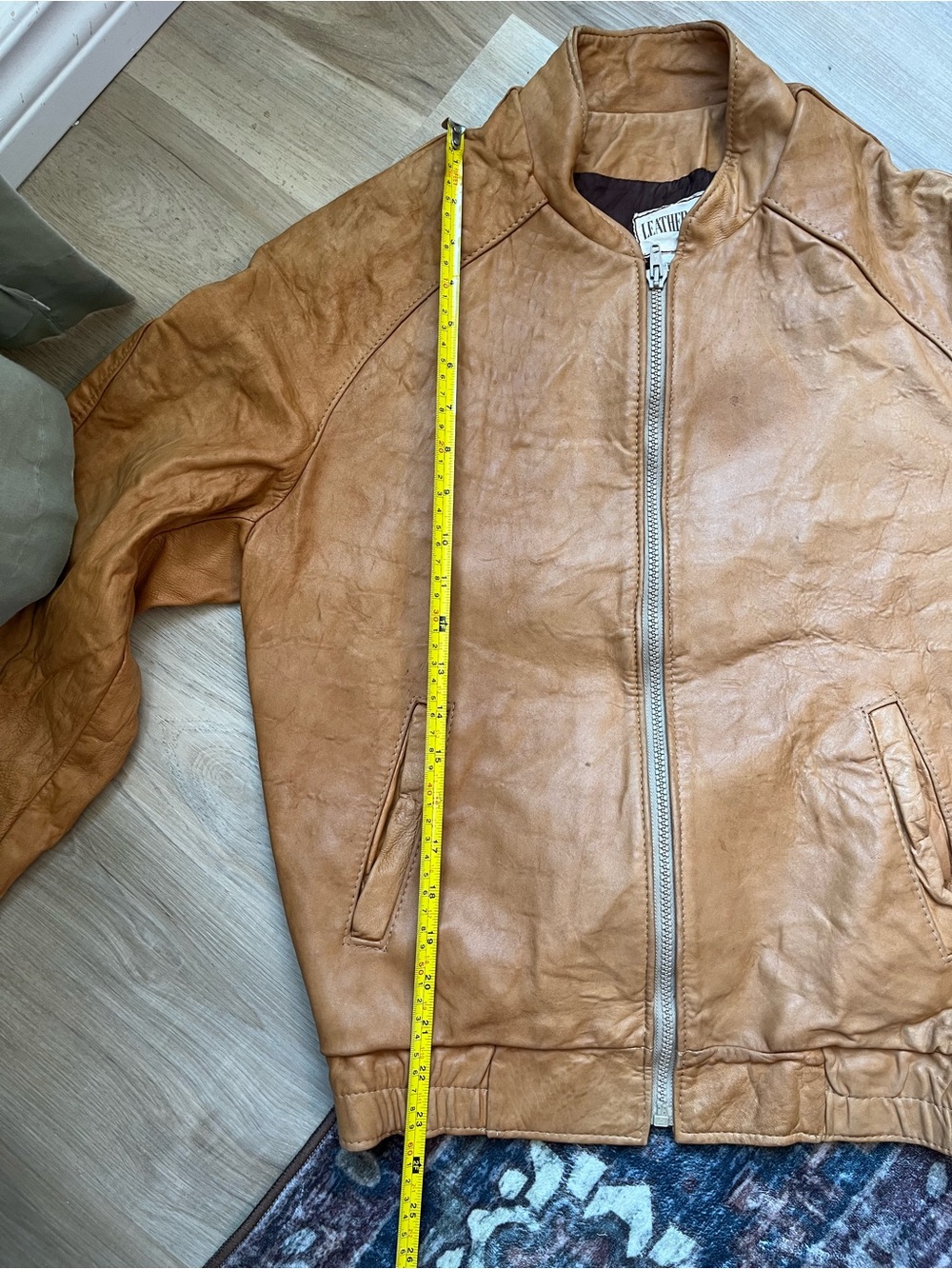 Women’s Vintage Classic Brown Leather Bomber Jacket Size S - Picture 10 of 10